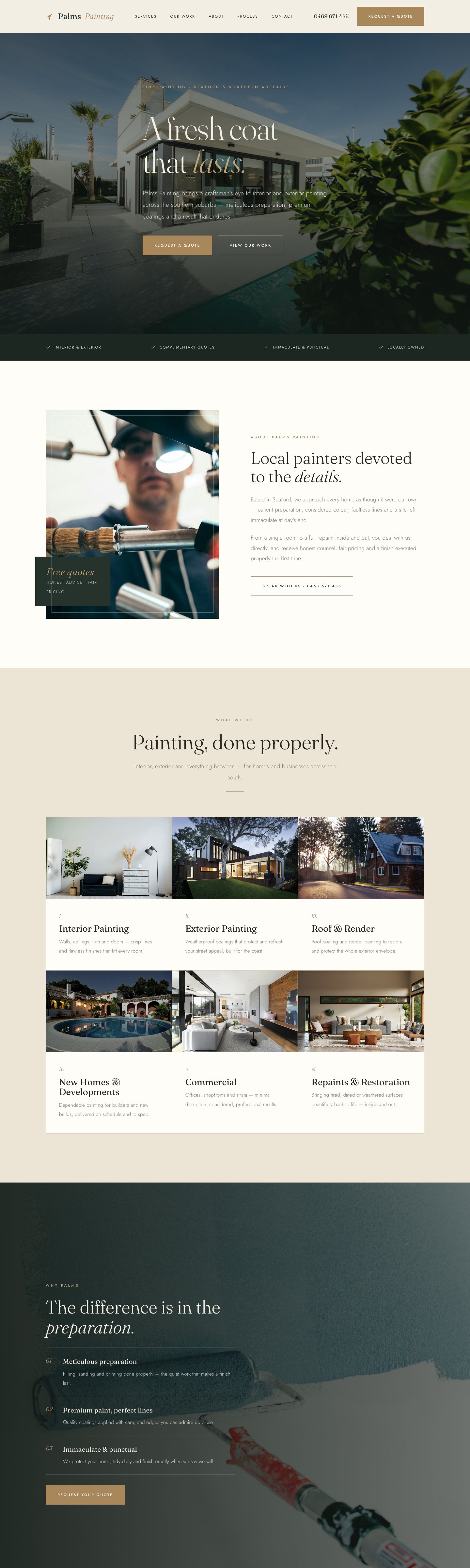Palms Painting website — painter in Seaford, South Australia, designed by Fusco Studio